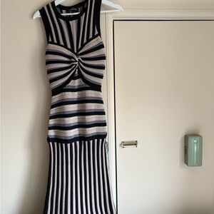 Tabula Rasa Striped Black and Cream Sleeveless Dress
